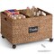 Best Choice Products Rolling Pantry Storage Basket Organizer W/ Chalkboard Label, Handles, Removable Divider - Chestnut